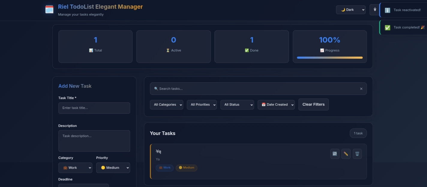 Riel Elegant Todo Manager